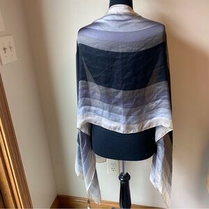 DANA BUCHMAN Scarf Wrap Ombre Neutral Black Gray Cream Silky Satin Rectangle NWT